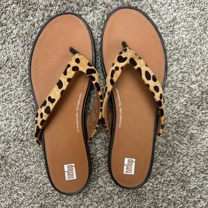 Fitflop Tan and Black Leopard Sandals NEVER WORN